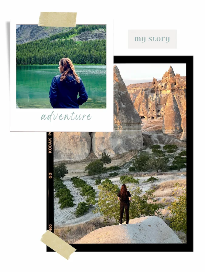 More Legs Room is your hub for bucket list places, hidden gems and travel adventures around the world showing Karen Lee  traveling in Capadoccia, Turkey and  hiking in Glacier National park montana