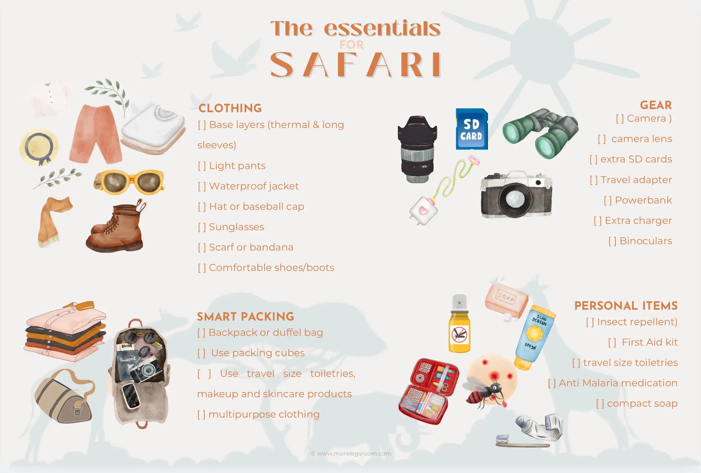 african safari trip top essentials checklist