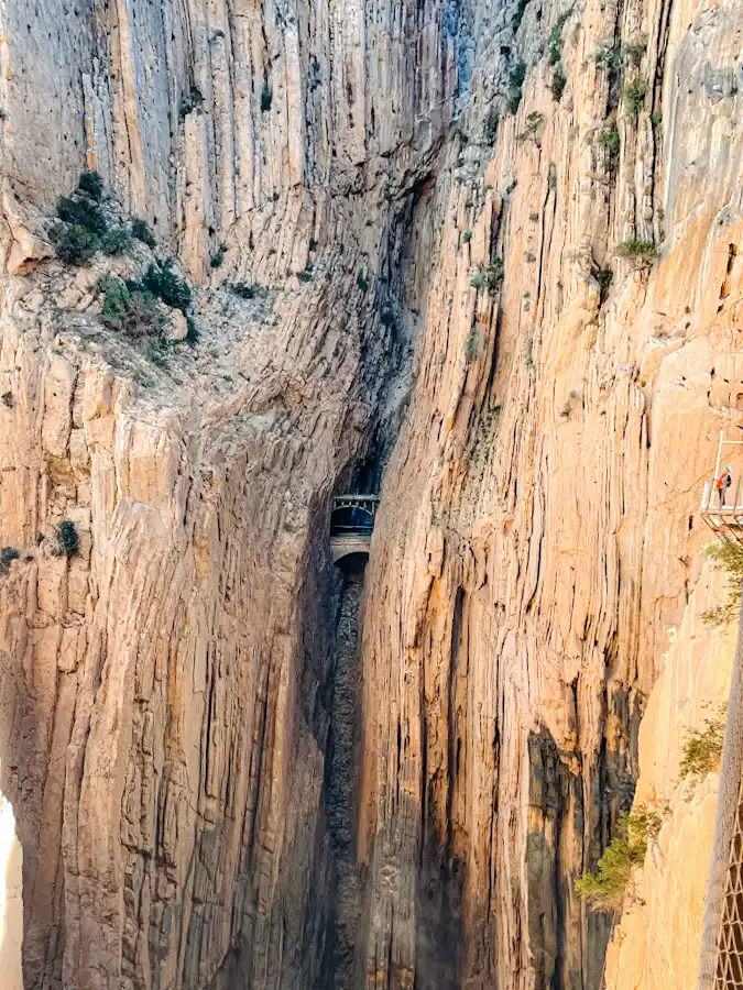 at narrow canyon of tajo de las palomas gorge at el caminito del rey in málaga, spain at narrow canyon of tajo de las palomas gorge at el caminito del rey in málaga, spain