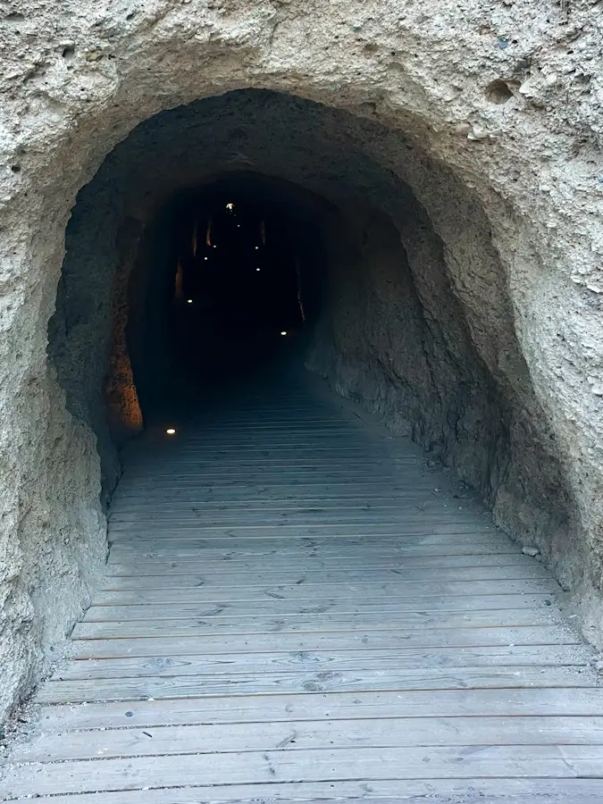 At the pedestrian tunnel entrance near el kiosko at el caminito del rey in malaga, spain