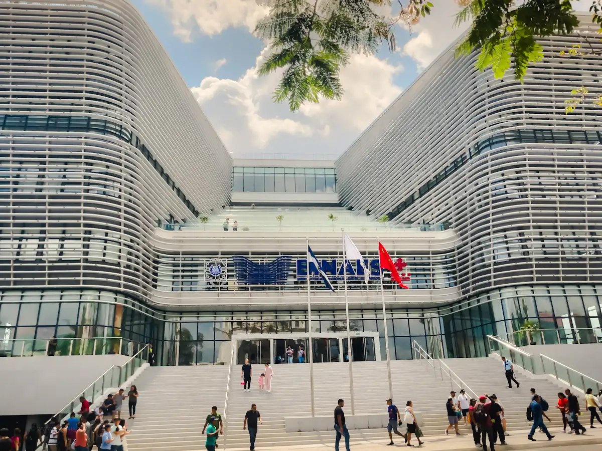 Modern interior of BINAES Library with tech and rooftop view