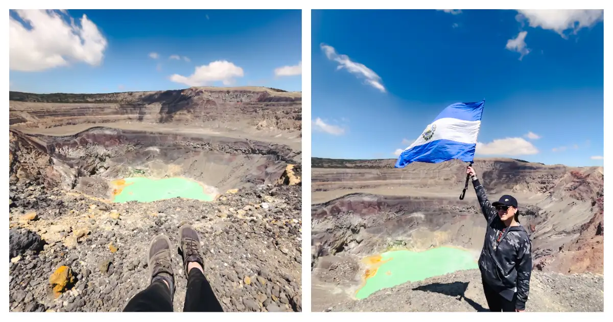 That final push to the top was worth it for this view 🌋 Crater lake at the summit of Santa Ana Volcano in El Salvador