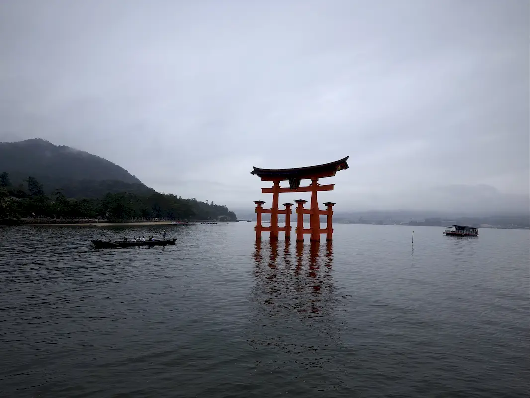 view of miyajima island from ferry miyajima island hiroshima japan view from water