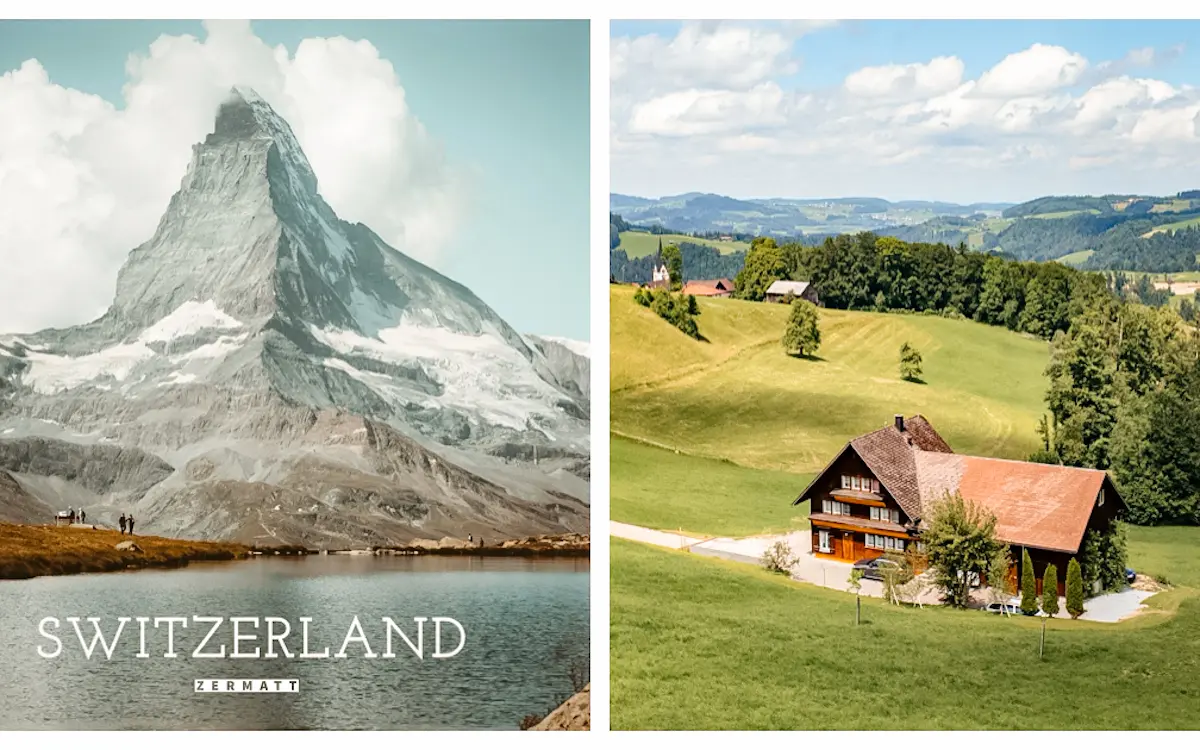 Zermatt in Switzerland versus Mount Rainier in washington mountain alpine views 