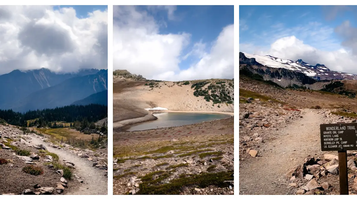 Freemont Lookout trail hike in Mount Rainier National Park passing by Frozen Lake